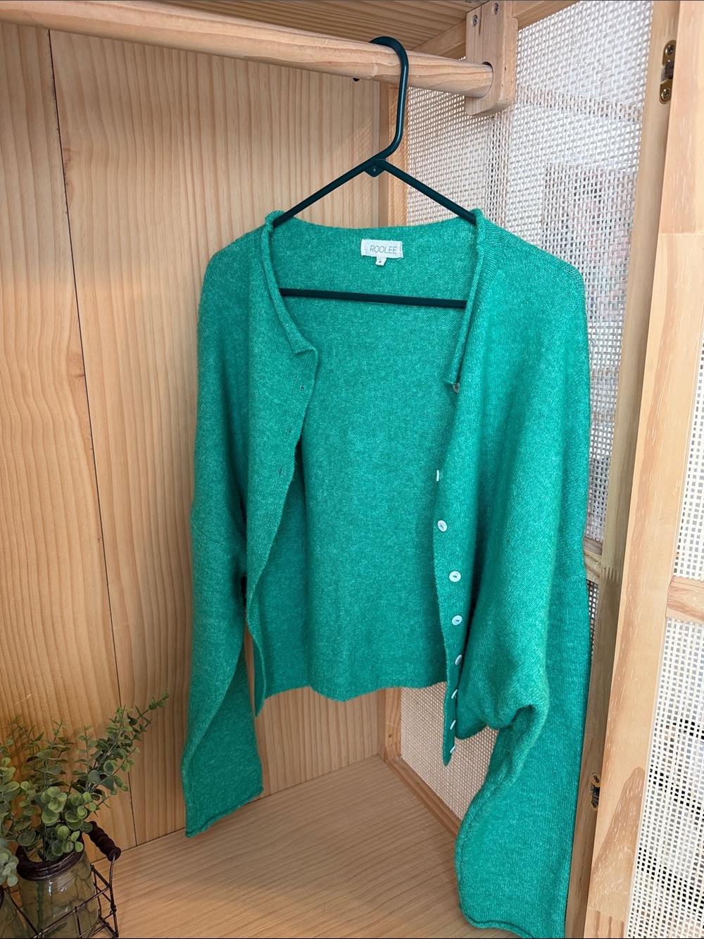 Roolee Emerald Green Button Cardigan